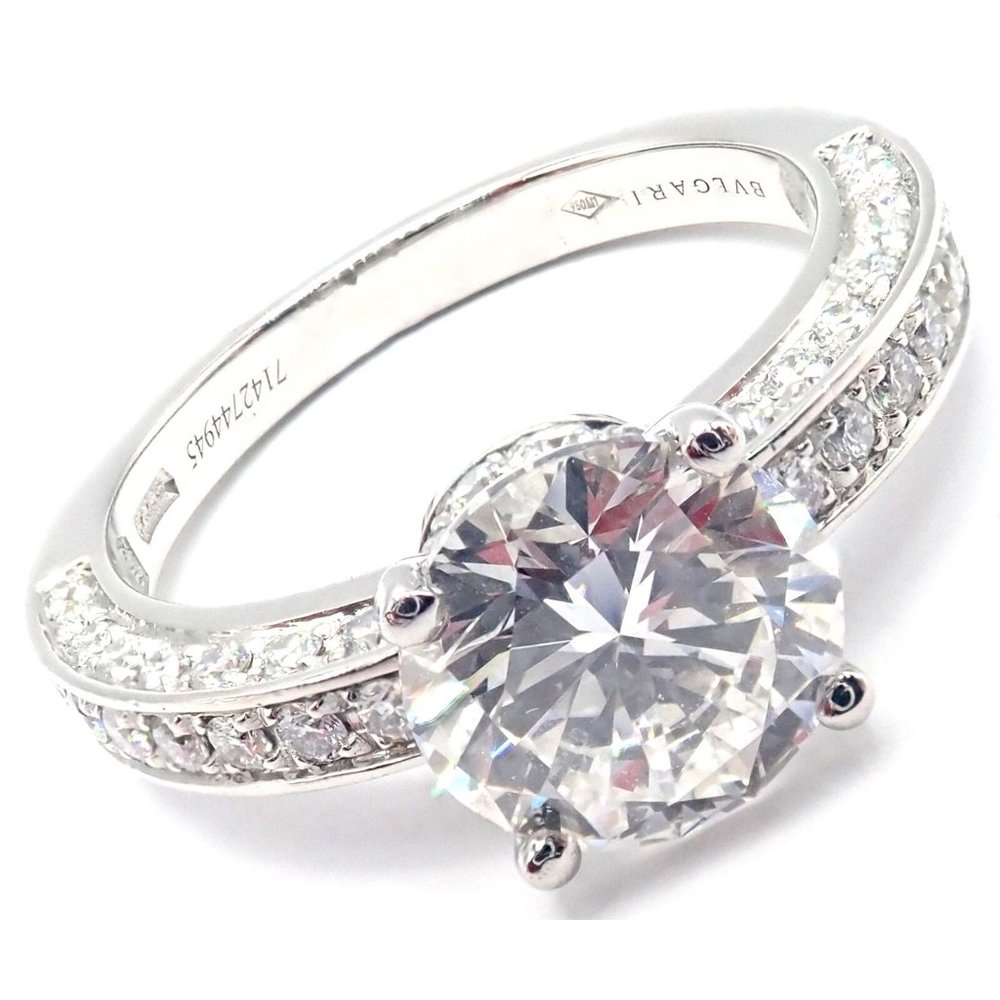 Authentic! Bulgari Bvlgari Platinum 4.04ct VS1 F Diamond Engagement Ring GIA